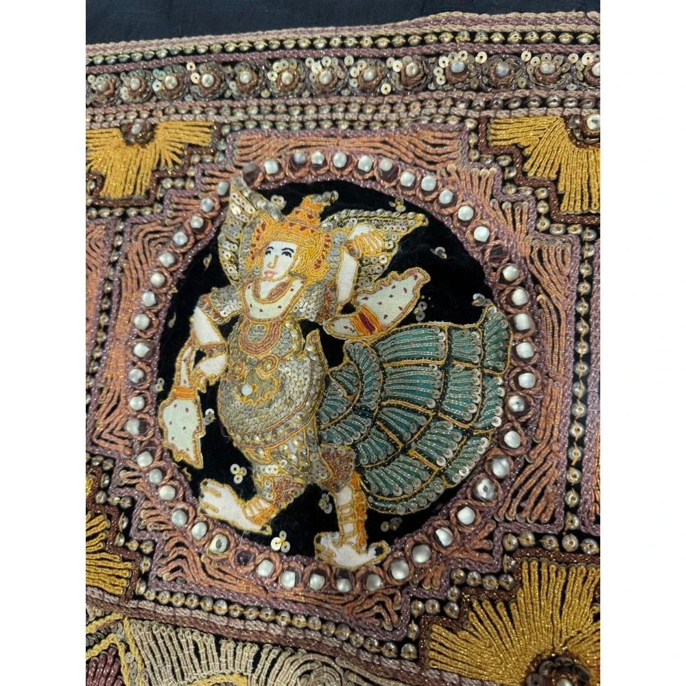 Vintage Burmese Kalaga Shwe Chi Doe Hand Embroidered Tapestry 46
